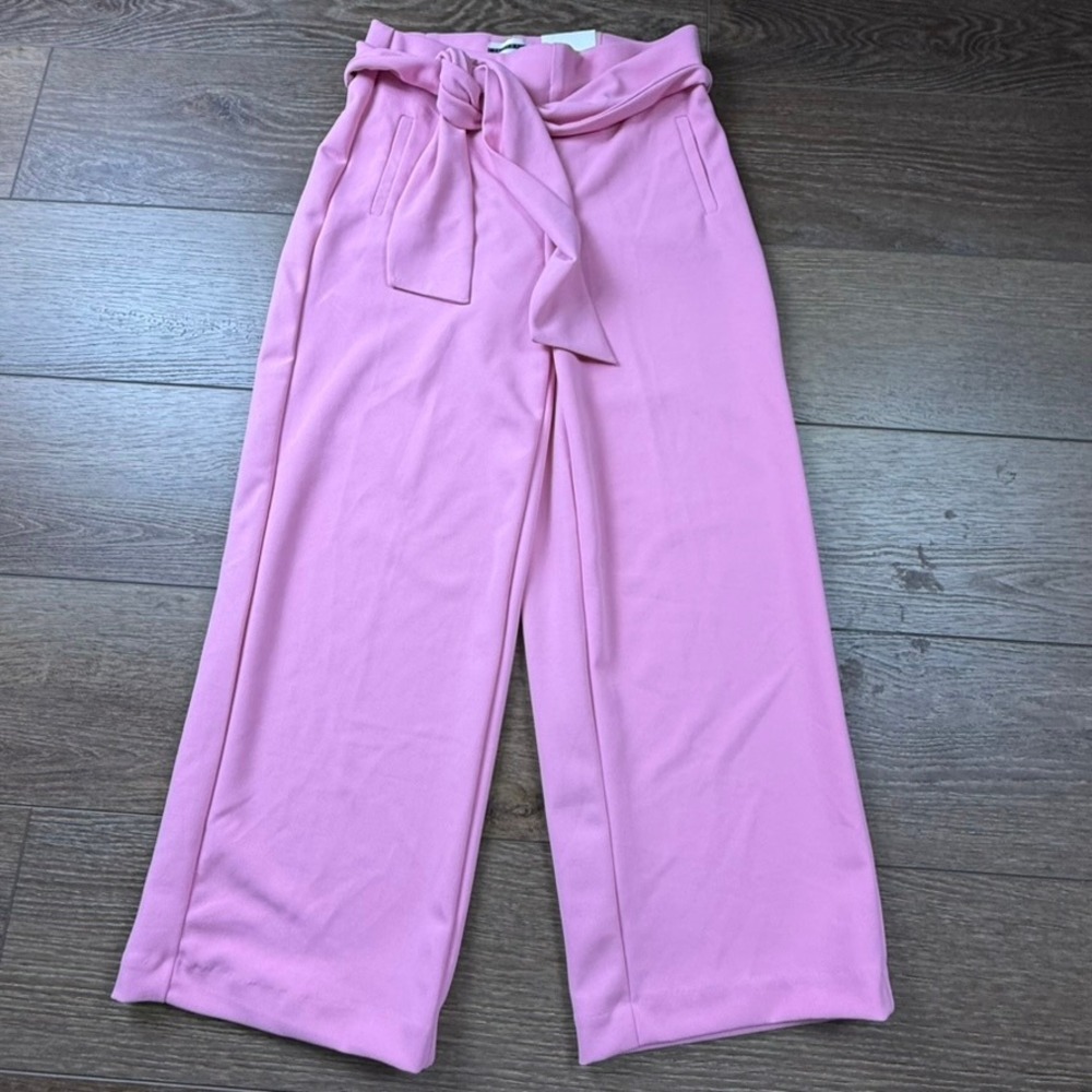 Jules & Leopold Women's Pull-On Cropped Dress Pants Pink NWT XS Tie Belt Dressy